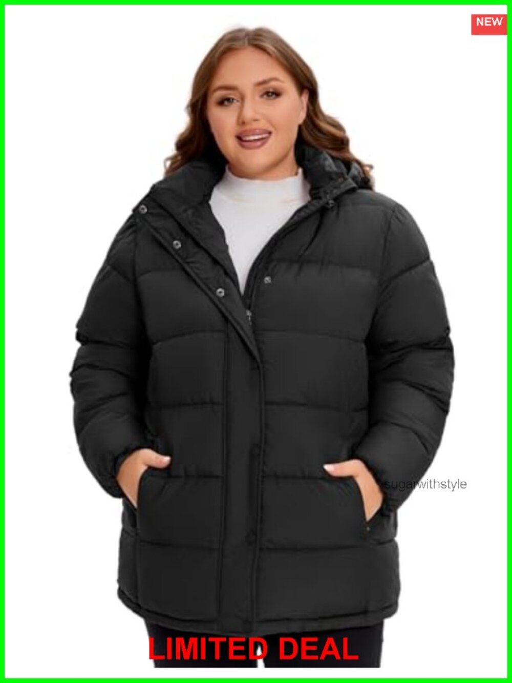 Womens Plus Size Heavyweight Puffer Jacket Warm Winter Coat with Hood